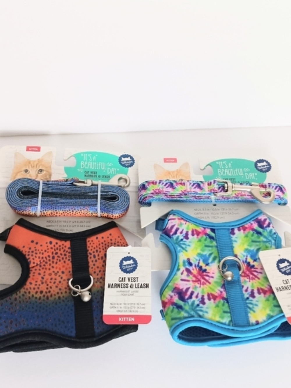 Whisker City Bundle Of 2 Kitten Harness Vest & Leash Combo NWT